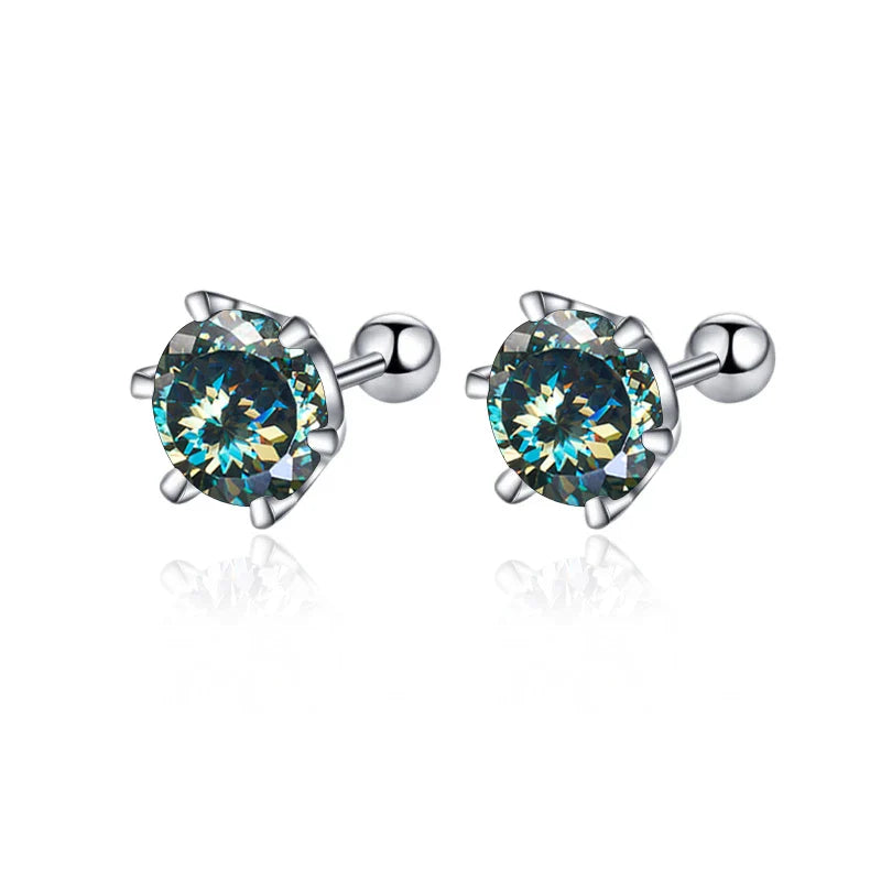 Moissanite Screw Stud Earrings 0.5-2ct D Color 925 Sterling Silver Wedding Studs BandsCo Straps