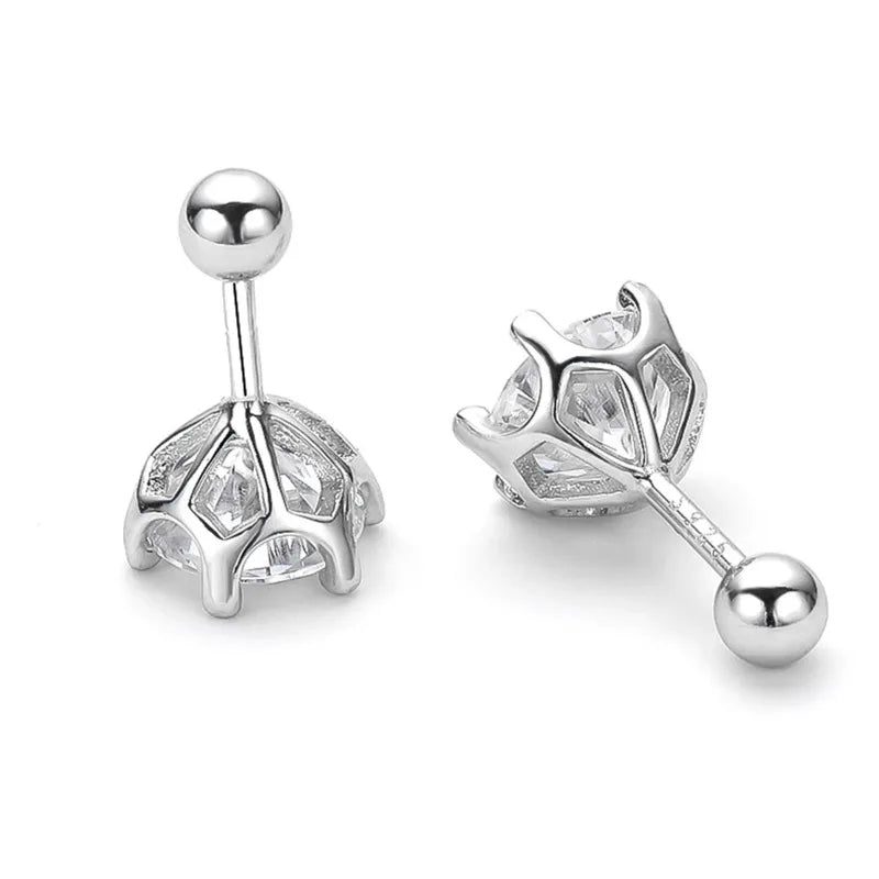 Moissanite Screw Stud Earrings 0.5-2ct D Color 925 Sterling Silver Wedding Studs BandsCo Straps