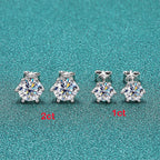 Moissanite Screw Stud Earrings D Color 6-Prong 925 Sterling Silver Wedding BandsCo Straps