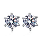 Moissanite Screw Stud Earrings D Color 6-Prong 925 Sterling Silver Wedding BandsCo Straps
