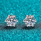 Moissanite Screw Stud Earrings D Color 6-Prong 925 Sterling Silver Wedding BandsCo Straps