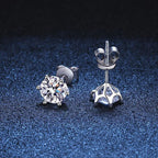 Moissanite Screw Stud Earrings D Color 6-Prong 925 Sterling Silver Wedding BandsCo Straps