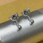 Moissanite Screw Stud Earrings D Color 6-Prong 925 Sterling Silver Wedding BandsCo Straps