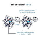 Moissanite Screw Stud Earrings D Color 6-Prong 925 Sterling Silver Wedding BandsCo Straps