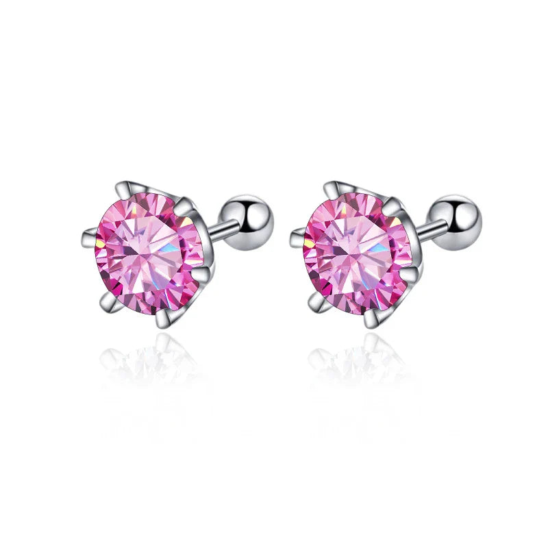 Moissanite Screw Stud Earrings 0.5-2ct D Color 925 Sterling Silver Wedding Studs BandsCo Straps