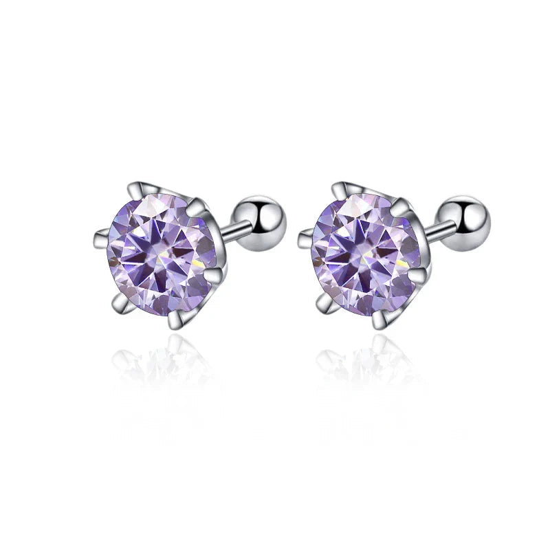 Moissanite Screw Stud Earrings 0.5-2ct D Color 925 Sterling Silver Wedding Studs BandsCo Straps