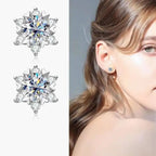 Moissanite 925 Sterling Silver Snowflake Stud Earrings 1CT VVS1 Certificate BandsCo Straps