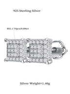 Moissanite Square Stud Earrings 925 Silver Solitaire CZ Look Bridal Engagement BandsCo Straps