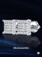 Moissanite Square Stud Earrings 925 Silver Solitaire CZ Look Bridal Engagement BandsCo Straps
