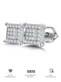 Moissanite Square Stud Earrings 925 Silver Solitaire CZ Look Bridal Engagement BandsCo Straps