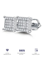 Moissanite Square Stud Earrings 925 Silver Solitaire CZ Look Bridal Engagement BandsCo Straps