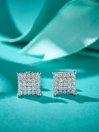 Moissanite Square Stud Earrings 925 Silver Solitaire CZ Look Bridal Engagement BandsCo Straps