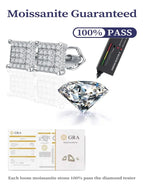 Moissanite Square Stud Earrings 925 Silver Solitaire CZ Look Bridal Engagement BandsCo Straps