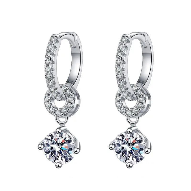 Moissanite 925 Sterling Silver Diamond Drop Earrings For Women Wedding Party BandsCo Straps