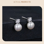 Moissanite 925 Sterling Silver Freshwater Pearl Stud Earrings VVS1 Lab Diamond BandsCo Straps