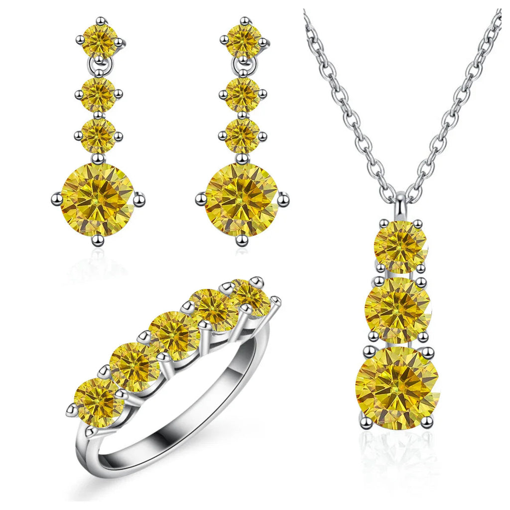 Moissanite 925 Sterling Silver Jewelry Set - Ring Earring Pendant Gift BandsCo Straps
