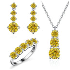 Moissanite 925 Sterling Silver Jewelry Set - Ring Earring Pendant Gift BandsCo Straps
