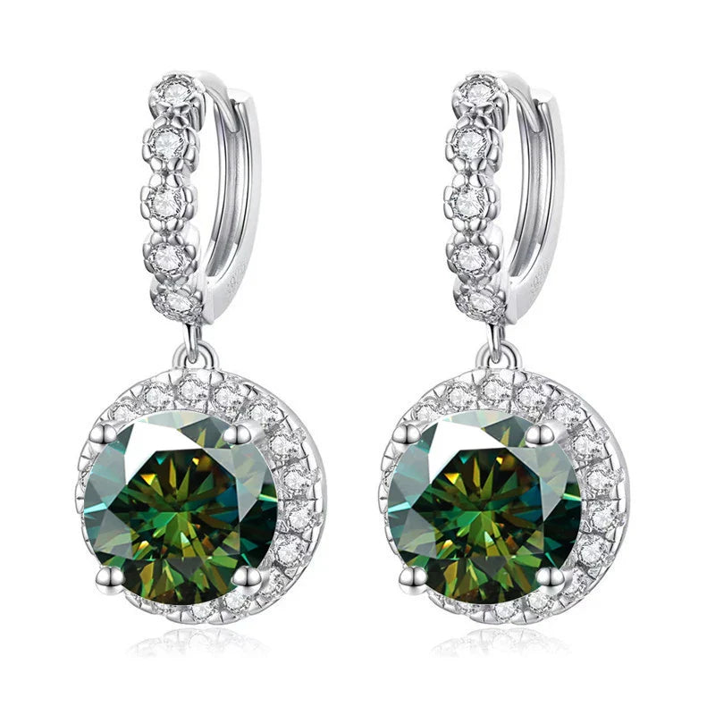 Moissanite 925 Sterling Silver Round D Color Drop Earrings Valentine's Gift BandsCo Straps