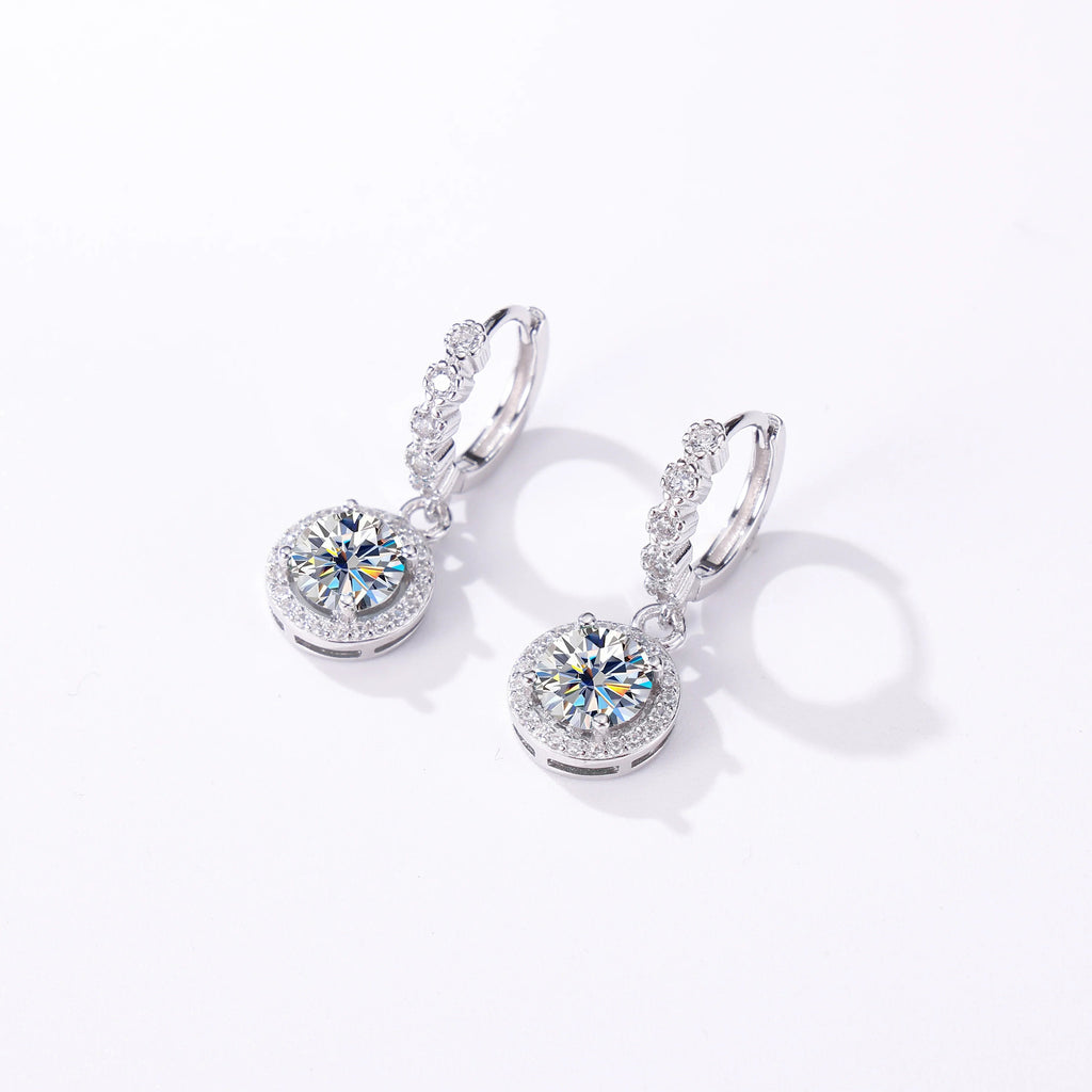 Moissanite 925 Sterling Silver Round D Color Drop Earrings Valentine's Gift BandsCo Straps