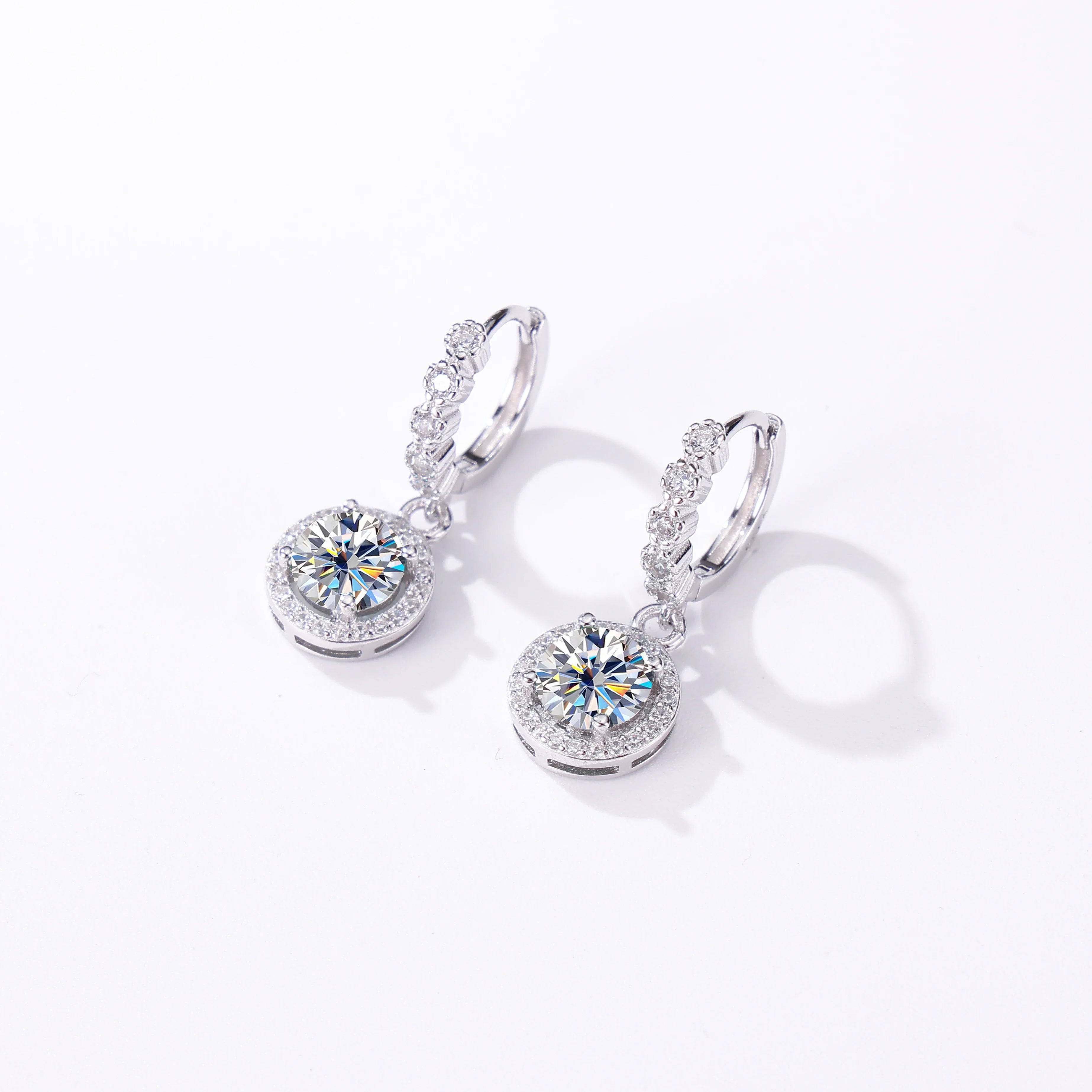 Moissanite 925 Sterling Silver Round D Color Drop Earrings Valentine's Gift BandsCo Straps