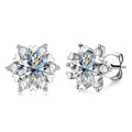 Moissanite 925 Sterling Silver Snowflake Stud Earrings 1CT VVS1 Certificate BandsCo Straps