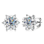 Moissanite 925 Sterling Silver Snowflake Stud Earrings 1CT VVS1 Certificate BandsCo Straps
