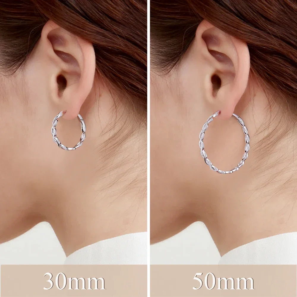 Moissanite 925 Sterling Silver Twisted Infinity Hoop Stud Earrings For Women BandsCo Straps