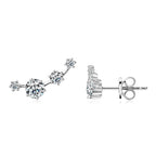 Moissanite Stud Climber Earrings 925 Sterling Silver Round For Women Gift Box BandsCo Straps
