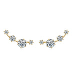 Moissanite Stud Climber Earrings 925 Sterling Silver Round For Women Gift Box BandsCo Straps