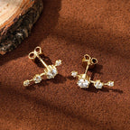 Moissanite Stud Climber Earrings 925 Sterling Silver Round For Women Gift Box BandsCo Straps
