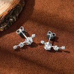 Moissanite Stud Climber Earrings 925 Sterling Silver Round For Women Gift Box BandsCo Straps