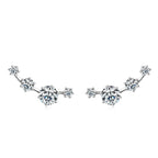 Moissanite Stud Climber Earrings 925 Sterling Silver Round For Women Gift Box BandsCo Straps