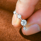 Moissanite Stud Climber Earrings 925 Sterling Silver Round For Women Gift Box BandsCo Straps