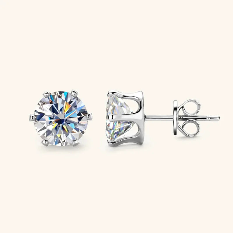 Moissanite Stud Earrings 0.2-6 Carat D-E Color 925 Sterling Silver BandsCo Straps