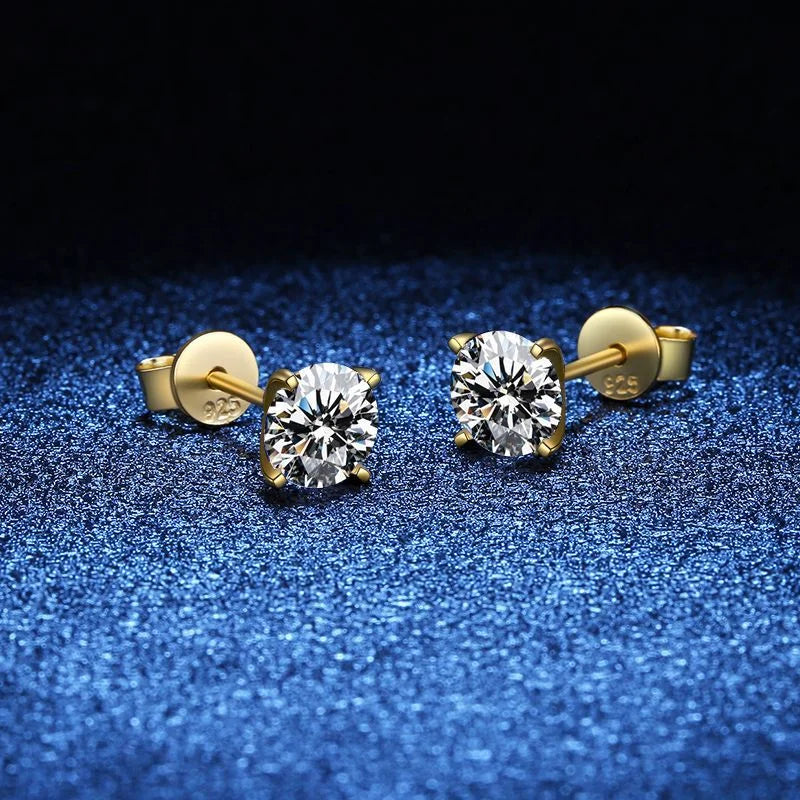 Moissanite 0.25-1.2 Carat D Color 925 Sterling Silver Stud Earrings Women BandsCo Straps