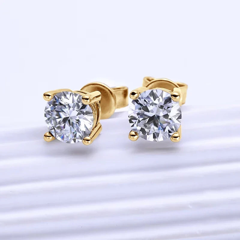 Moissanite Stud Earrings 0.3-2ct Round Certified 925 Sterling Silver Wedding BandsCo Straps