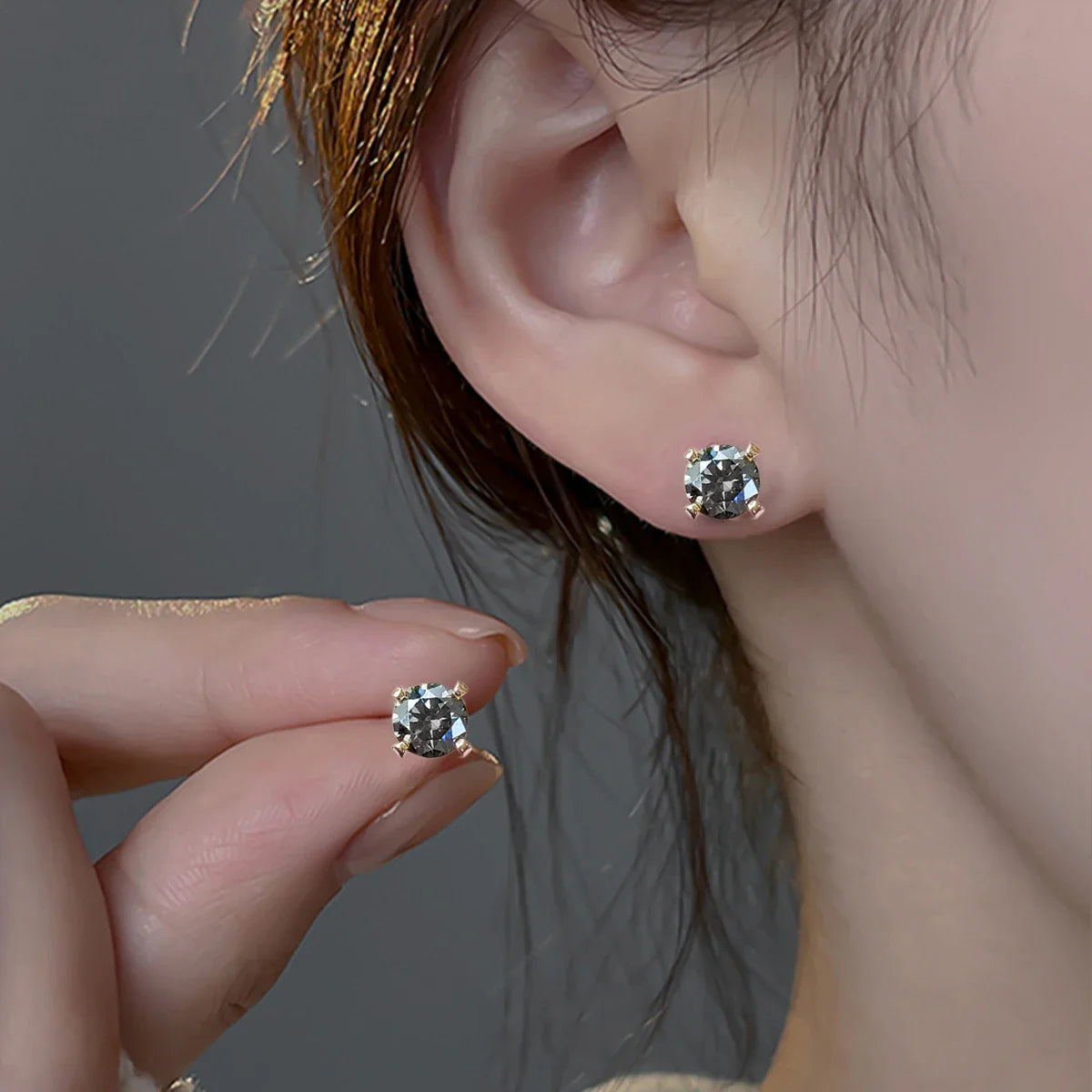 Moissanite Stud Earrings 0.3-3 Carat S925 Sterling Silver Gray Plated BandsCo Straps