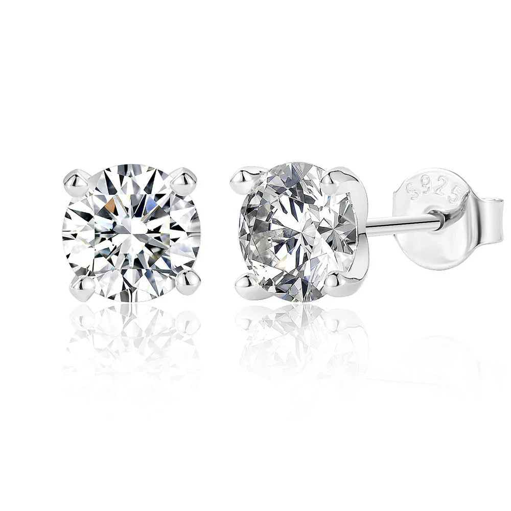 Moissanite 0.5-1.2 Ct D Color Stud Earrings 925 Sterling Silver For Women BandsCo Straps