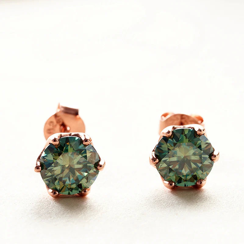 Moissanite Stud Earrings 0.5/1/2 CT Rose Gold Plated Sterling Silver 925 BandsCo Straps