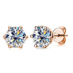 Moissanite Stud Earrings 0.5/1/2 CT Rose Gold Plated Sterling Silver 925 BandsCo Straps