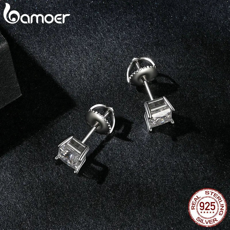 Moissanite Stud Earrings 0.5-1ct Screw Back D VVS1 Lab Created White Gold BandsCo Straps