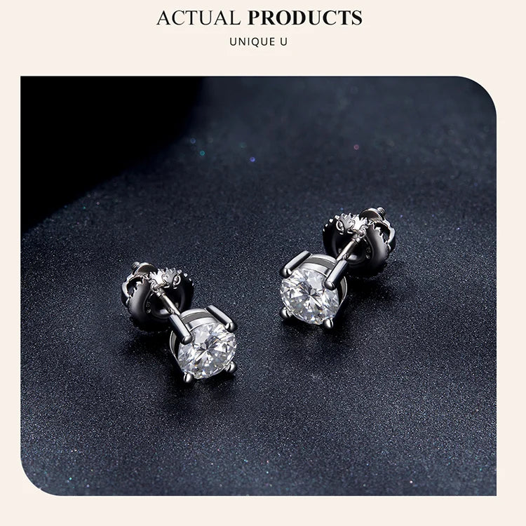 Moissanite Stud Earrings 0.5-1ct Screw Back D VVS1 Lab Created White Gold BandsCo Straps