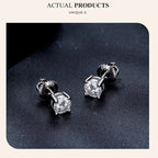 Moissanite Stud Earrings 0.5-1ct Screw Back D VVS1 Lab Created White Gold BandsCo Straps