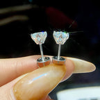 Moissanite Stud Earrings 0.5-2CT S925 Sterling Silver 18K 6-Prong Screw Backs BandsCo Straps