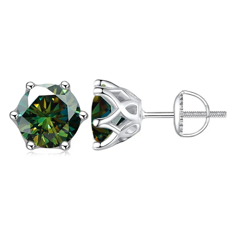 Moissanite Stud Earrings 0.5-2CT S925 Sterling Silver 18K 6-Prong Screw Backs BandsCo Straps