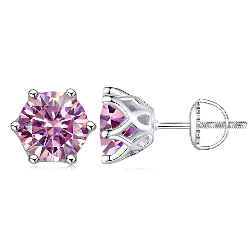 Moissanite Stud Earrings 0.5-2CT Screw Back S925 Sterling Silver 18K Plated BandsCo Straps