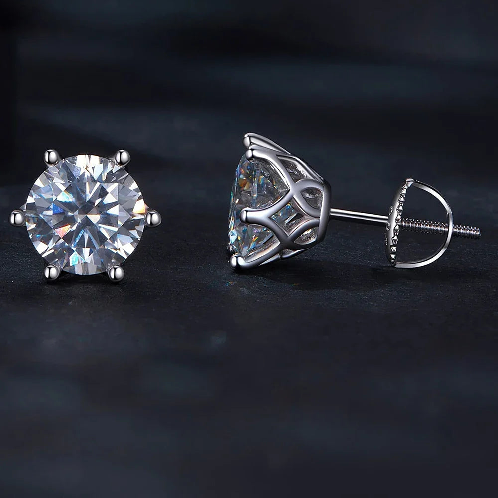 Moissanite Stud Earrings 0.5-2CT Screw Back S925 Sterling Silver 18K Plated BandsCo Straps