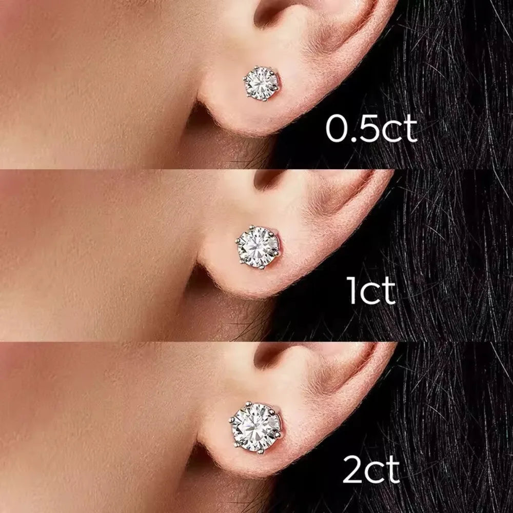 Moissanite Stud Earrings 1-6ct 21 Colors GRA Cert 925 Sterling Silver BandsCo Straps