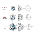 Moissanite Stud Earrings 0.5-2CT S925 Sterling Silver 18K 6-Prong Screw Backs BandsCo Straps