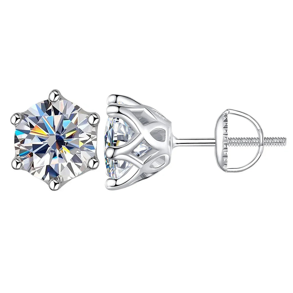 Moissanite Stud Earrings 0.5-2CT Screw Back S925 Sterling Silver 18K Plated BandsCo Straps